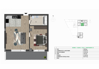 Vanzare  apartament 2 camere Europa suprafata: 46 mp suprafata balcon: 11 mp suprafata teren: 0.00 mp