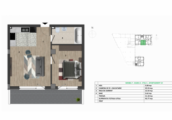 Vanzare apartament 2 camere Europa suprafata: 46 mp suprafata balcon: 11 mp suprafata teren: 0.00 mp