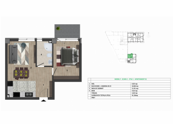 Vanzare  apartament 2 camere Europa suprafata: 41 mp suprafata balcon: 4 mp suprafata teren: 0.00 mp